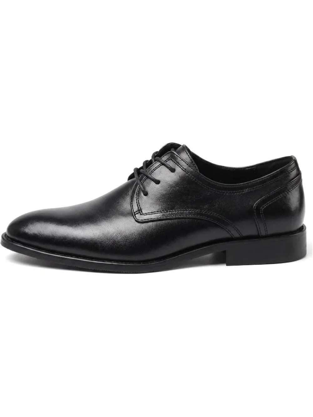 Men's Dark Polished Leather Rounded Toe Formal Business Derby Oxfords Shoes